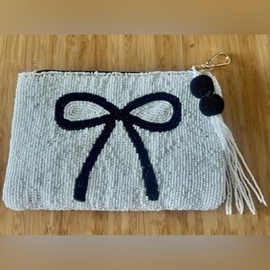 Beaded Black and White Bow Design Small Bag